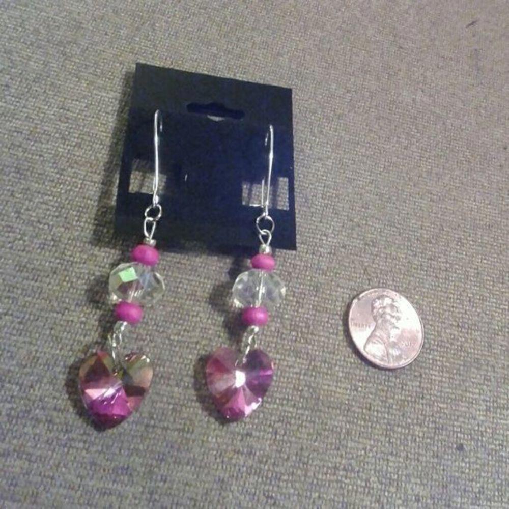 Perfect Pink Prism Earrings crystal silver dangle